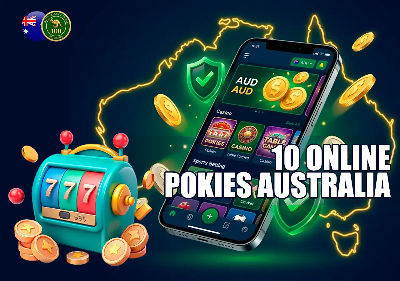 Classic 5 reel Australian online pokies slot machine display with gold coin wins